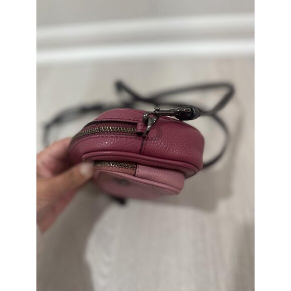 Coach Crossbody Bag Womens Pink Double Zip Camera Pebbled Leather Two Tone Mini - Picture 8 of 10